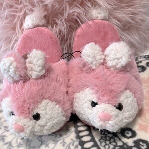 Pink Bunny Slippers Girls Plush House Shoes 11/12 New Comfy